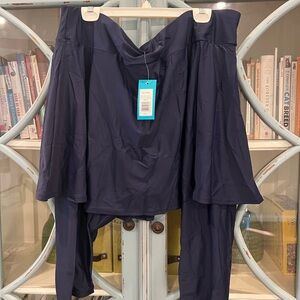 Elegant Navy Women's Swim Skirt with leggings